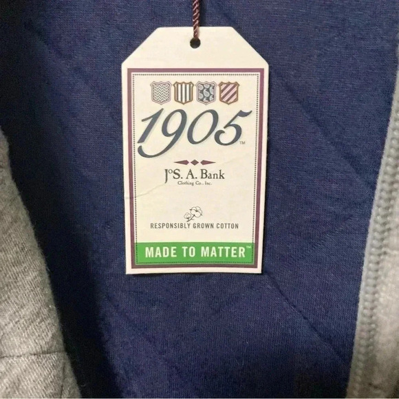 NWT Jos. A. Bank grey  cotton quilted navy vest - Picture 4 of 8